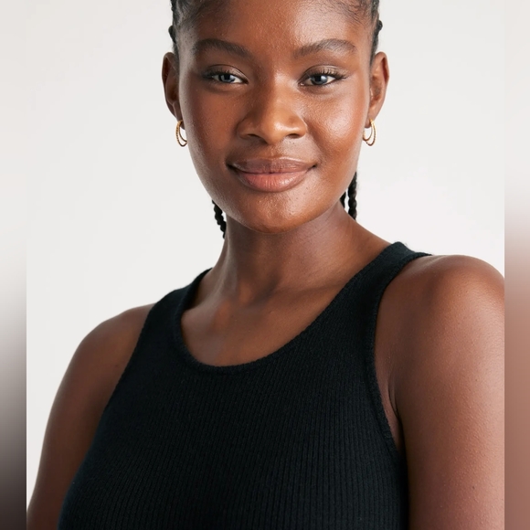 NEW Quince Feather Weight Cashmere Ribbed Tank Black Sz XS - Picture 3 of 11